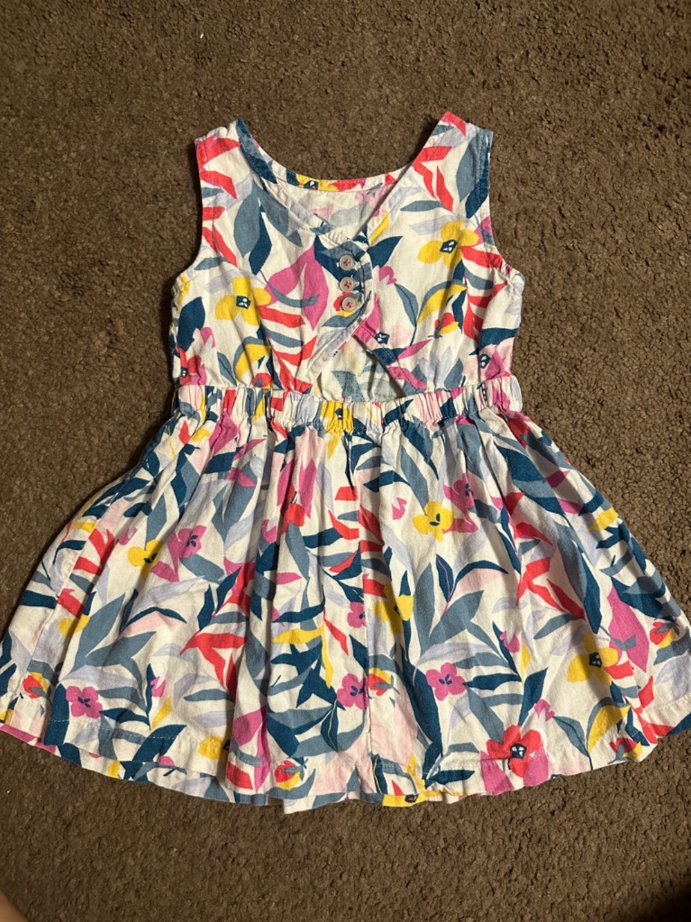 Carter's White Floral Sundress with Pink, Yellow & Navy
